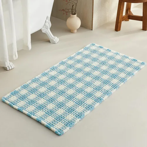 Miniatura 72 de TYUU Tapete de baño estilo gofre, tapete de baño bohemio, antideslizante, lavable, súper absorbente, de secado rápido, bonito tapete de baño