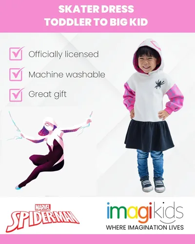 Miniatura 3 de Marvel Spider-Man Spider-Gwen Ghost Spider - Vestido de patinadora de forro polar para niñas pequeñas y grandes