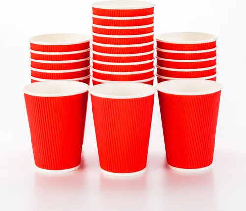 Miniatura 65 de Vasos de café de papel aislado de pared corrugada, 12 onzas, 12 onza, Negro