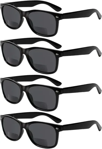 Miniatura 9 de Pack de 4 gafas de lectura bifocales con lente gris, anteojos de sol bifocales con bisagra de muelle para exteriores, moda, para hombres y mujeres