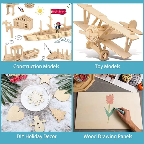 Miniatura 6 de Paquete de 12 hojas cuadradas de madera de tilo de 12 x 12 x 1/16 pulgadas - 2 mm de grosor para manualidades, hojas de madera contrachapada sin