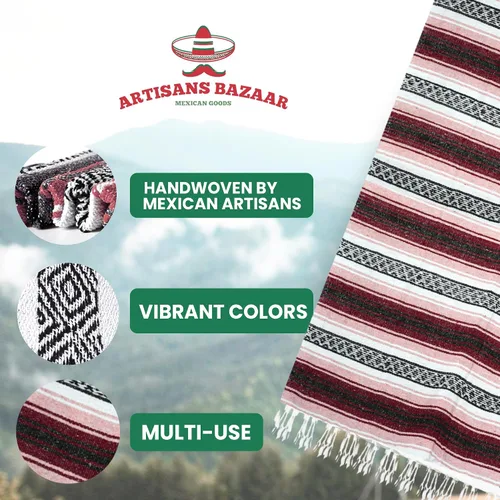 Miniatura 7 de Artisans Bazaar Poncho tradicional mexicano de Baja para hombres y mujeres, auténtico sarape de Gaban, manta de vaquero Pancho Jorongo