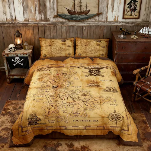 Miniatura 41 de Juego de edredón Lake House tamaño Twin, juego de ropa de cama náutica de navegación con ancla de 2 piezas para decoración de habitación de niños