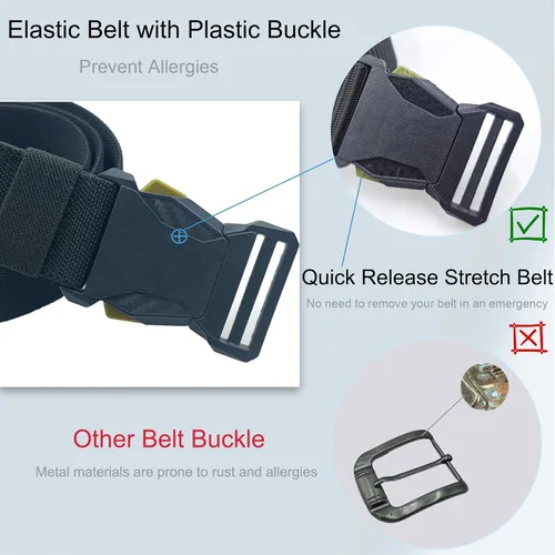 Miniatura 2 de Stretch Tactical Belt,Elastic Mens Belt with Quick Release,1.5" Work Belt for Casual,Hiking,Outdoors,47.24inch