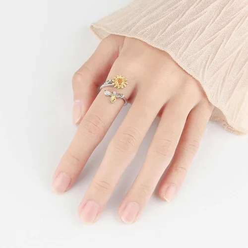 Miniatura 3 de Nuevo anillo giratorio de girasol para mujer