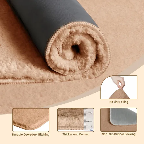 Miniatura 5 de TECHMILLY Tapete de baño esponjoso de 24 x 17 pulgadas, absorbente, grueso, antideslizante, de secado rápido, lavable a máquina, para suelo de baño