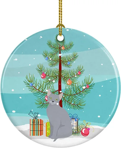 Miniatura 174 de Caroline's Treasures Adorno de cerámica con texto en inglés "Merry Christmas" para colgar en el árbol de Navidad, decoración para el hogar, Navidad