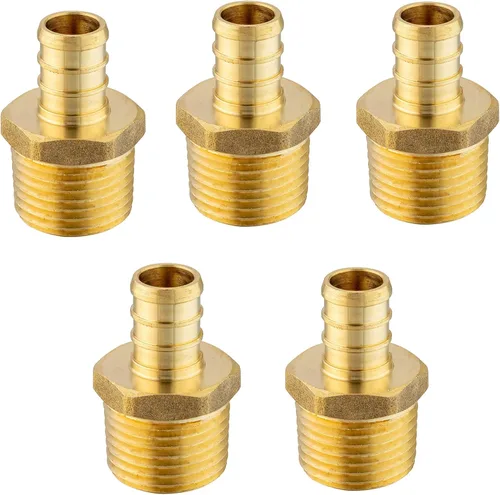 EFIELD Pex - Adaptador NPT macho de 1/2 pulgada x 1/2 pulgadas, accesorios de engarce de latón (PEX1807017-5PCS)