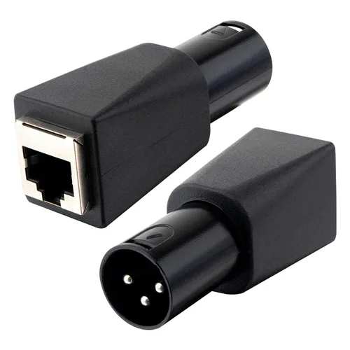 Adaptador DMX a RJ45, DMX512 3 pines XLR macho a Ethernet Cat5 conector de red para iluminación de escenario, equipo de DJ, control de audio y video