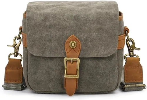 Bolsa de lona vintage para cámara DSLR/SLR - Funda protectora gruesa para cámara y lente - Resistente al agua - Bolsa de hombro tipo bandolera para