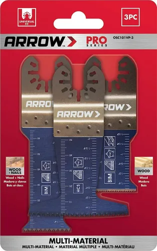 Miniatura 6 de Arrow OSC101VP-3 - Paquete variado de cuchillas oscilantes multimateriales para tuberías de cobre, madera, PVC, paneles de yeso, universal, se
