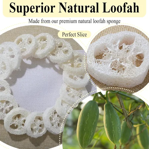 Miniatura 3 de Bokon 60 piezas de lufa natural para hacer jabón a granel reutilizable natural esponja orgánica exfoliante baño ducha luffa pequeño fregador, blanco