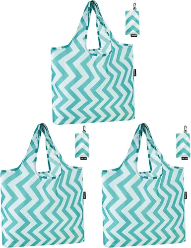 Miniatura 25 de HOLYLUCK Bolsas de comestibles reutilizables, bolsa de compras plegable resistente (estándar, 3 huellas de patas de perro azules)