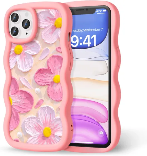 Miniatura 179 de Compatible con iPhone SE/8/7 Funda para Mujeres y Niñas, Marco Ondulado Rizado con Patrón Lindo, Estética Delgada Suave Silicona TPU Parachoques