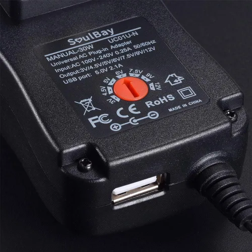 Miniatura 7 de SoulBay Fuente de alimentación universal AC a DC 3V 4.5V 5V 6V 7.5V 9V 12V Adaptador de corriente multivoltaje con 8 enchufes para centro negativo