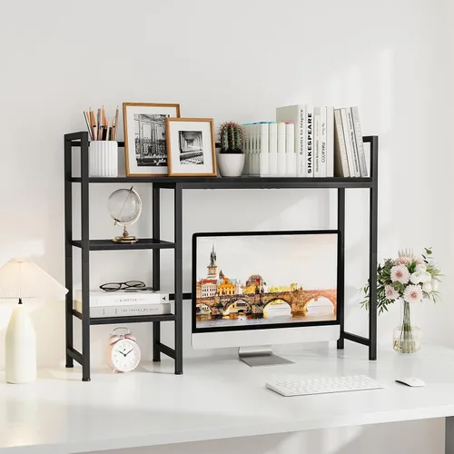 Miniatura 2 de Snughome Estante de Escritorio, Gabinete de Escritorio de 38.6" para Monitor de Computadora, Estante Organizador de Escritorio, Estante de Negro