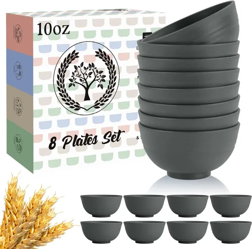 Miniatura 34 de Homienly Juego de 6 boles irrompibles de fibra de paja de trigo, aptos para microondas y lavavajillas, alternativa reutilizable a los boles