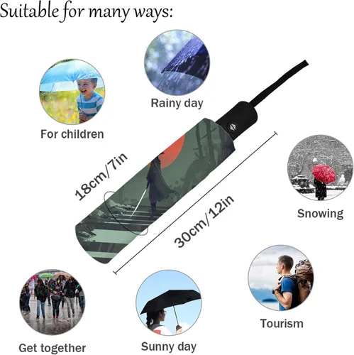 Miniatura 3 de DHDM Automatic Beach Umbrella Outdoor Adults Printed Rain Umbrella for Men Kids Parasol