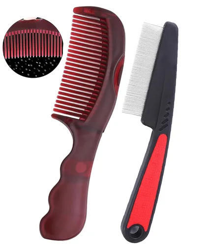 Miniatura 12 de Peine para la caspa, peine de dientes finos para el cuero cabelludo, peine de desintoxicación para piojos para mujeres, hombres y niños, acero