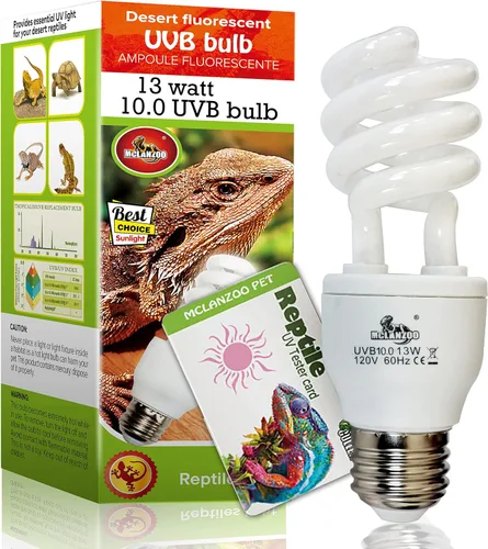 Bombilla UVA UVB para reptiles de 10.0 13 W Desert UVB Bombilla Reptil UVB Bombilla para dragón barbudo, tortuga, serpiente, gecko, lagarto lámpara
