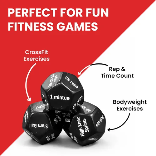 Miniatura 3 de Rubberbanditz - Dados de fitness para ejercicio y entrenamientos Tres atractivos dados de entrenamiento de cuerpo completo de 12 lados Ideal