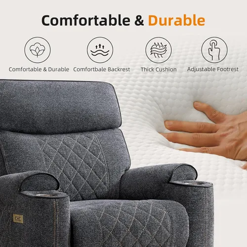 Miniatura 4 de EBELLO Sofá Sillón Reclinable Eléctrico, Sofá Reclinable Eléctrico de Tela de 3 Plazas con Portavasos, Puertos de Carga USB y Tipo C y Espacio