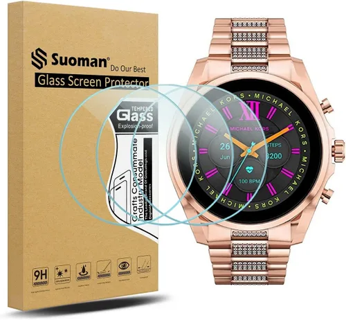 Suoman Paquete de 3 protectores de pantalla de vidrio templado para Michael Kors Gen 6 Bradshaw, [antiarañazos] 2.5D 9H dureza ultra fina vidrio