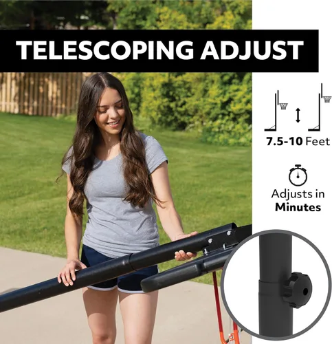 Miniatura 3 de Lifetime Aro de baloncesto portátil, altura ajustable de 7.5 a 10 pies, tablero trasero de 44 pulgadas a prueba de golpes Fusion, base con ruedas
