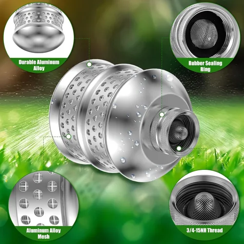 Miniatura 4 de 2 cabezales de rociador burbujeador de hilo de 3/4-15NH, boquilla de inundación de aluminio con cinta cruda, cabezal de rociador de metal de flujo