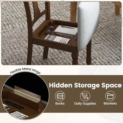 Miniatura 5 de Giantex Juego de 4 sillas de comedor de madera, sillas de comedor de granja con asiento de cojín, sillas auxiliares de comedor de madera sin brazos