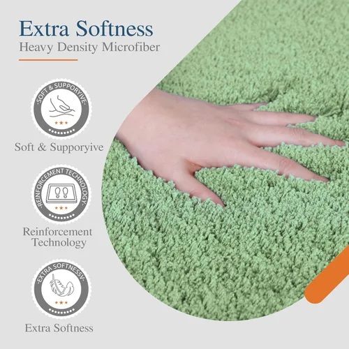 Miniatura 2 de Walensee Alfombra de baño antideslizante (16 x 24 pulgadas, verde salvia) Tapete de baño de microfibra suave lanudo absorbente de agua, lavable a