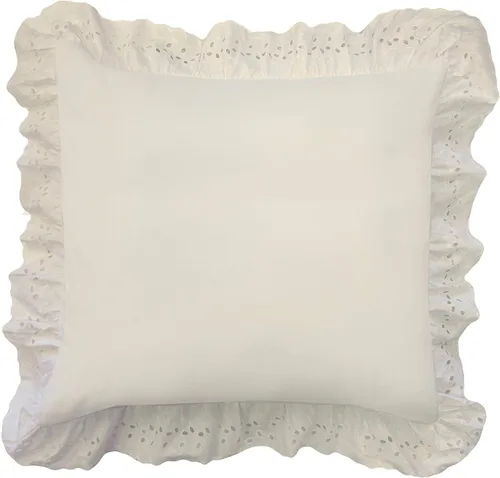 Miniatura 9 de Nuevas ideas Anilla Ruffled almohada 2 unidades Sham, Algodón, Blanco, Europeo