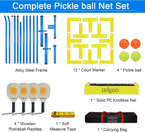 Miniatura 6 de Portable Pickleball Net Set, 22FT Regularion Size Pickle Ball Net with Paddles Set, Outdoor Pickleballs and Carry Bag, Easy Setup for Indoor, Azul