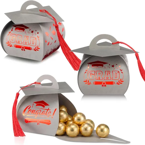 Miniatura 9 de Spakon 30 cajas de regalo con tapa de graduación, regalos de fiesta de graduación, cajas de dulces con borlas, centros de mesa de decoración