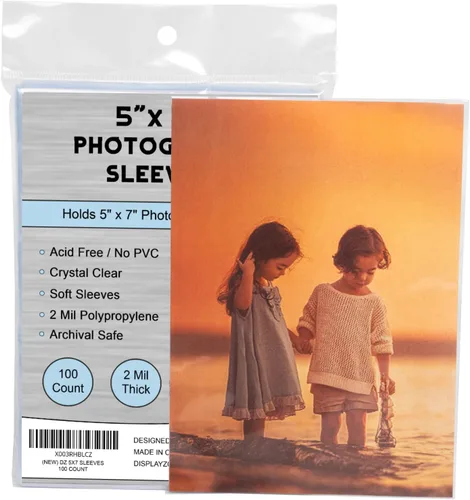 Fundas para fotografías de 5 x 7 pulgadas (100 unidades) - Fundas transparentes para fotos, impresiones y postales, protectores de fotos de plástico