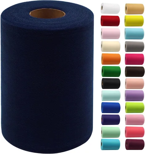 Miniatura 15 de Rollos de tela de tul de 6 pulgadas por 100 yardas (300 pies) Carrete de cinta de tul para manualidades, tutú, arco para la cabeza, decoración
