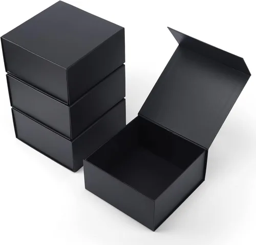 Miniatura 44 de Paquete de 4 Cajas de Regalo de 12x6x4 Pulgadas con Tapas de Cierre Magnético, Caja Negra Magnética para Boda, Propuesta de Padrinos y Damas