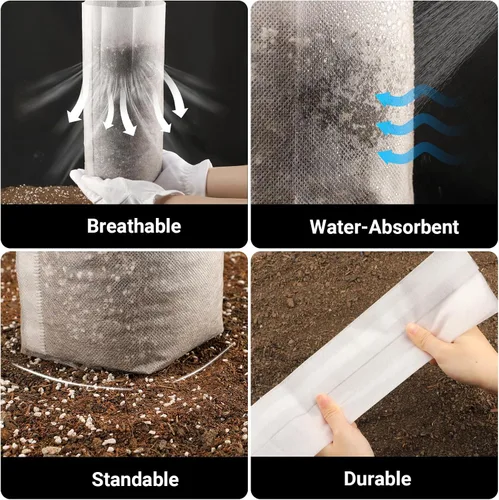 Miniatura 2 de 100 bolsas de vivero para plantas – 7.87 x 13.77 pulgadas, bolsas transpirables de cultivo de plantas, macetas de tela para cultivo de plantas