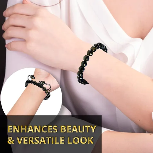 Miniatura 270 de Adjustable Crystal Bracelet – Gemstone Bead Bracelet with Adjustable Macrame String – Chic Gemstone Bracelet for Men and Women – 8mm Round Healing