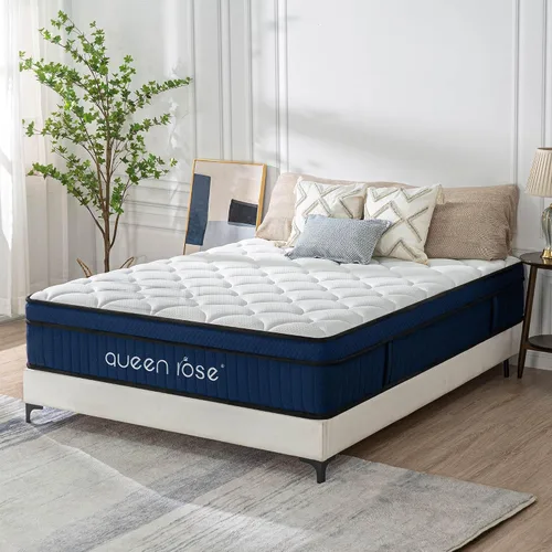 Miniatura 11 de QUEEN ROSE Colchón tamaño individual de 12 pulgadas en una caja, colchón de espuma viscoelástica de gel para niños, cama híbrida con resortes
