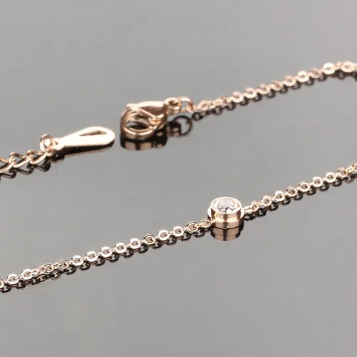 Miniatura 2 de De la Mujer Anklet 18K Rose de oro tono cz de la suerte cadena de pie verano accesorio ajustable l8.46