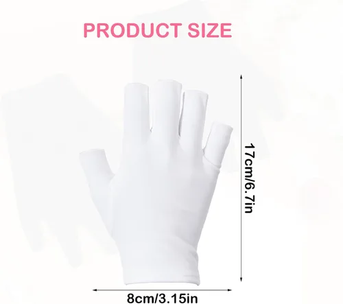 Miniatura 2 de 2 pares de guantes de uñas UV, guantes de luz UV para uñas de gel, guantes de lámpara de uñas sin dedos, material de elastano transpirable para arte