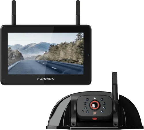 Furrion Vision S+ Sistema de observación RV con monitor de 7 pulgadas, Sharkfin, visión nocturna infrarroja, transmisión en vivo, amplio ángulo de