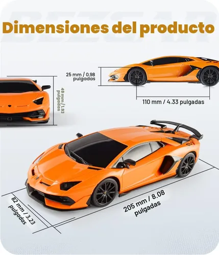 Miniatura 4 de BEZGAR Auto a control remoto con licencia RC, auto de juguete Lambo a escala 1:24 para niños, modelo Lambo Aventador SVJ a control remoto eléctrico