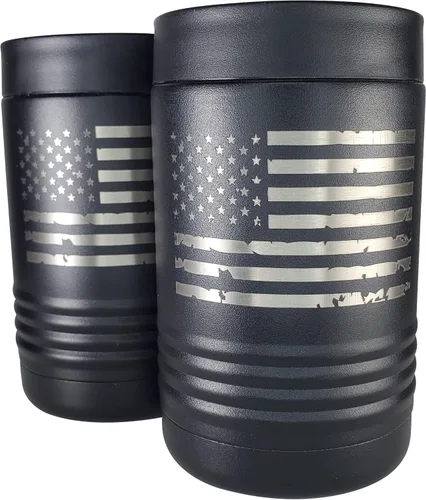 Miniatura 15 de Betsy Ross - Enfriador de latas aislado de acero inoxidable de doble pared con bandera y bandera estadounidense, capacidad para latas de 12 o 16