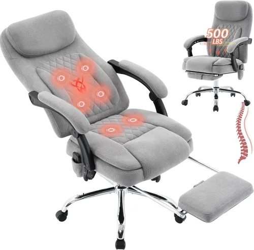 Miniatura 15 de Silla de oficina de masaje de 500 libras, sillas de oficina ejecutiva de 6 puntos de vibración y calor, silla de escritorio cómoda reclinable