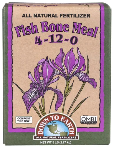 Down To Earth All Natural Fertilizers Harina de hueso de pescado orgánica - Alimento vegetal alto en fósforo para brotes, bulbos, flores, macizos de