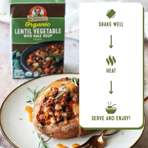 Miniatura 7 de Dr. McDougall's Right Foods Vegetales de lentejas orgánicas con sopa vegana de col rizada, 18 onzas (paquete de 6) sin gluten, USDA orgánico, sin