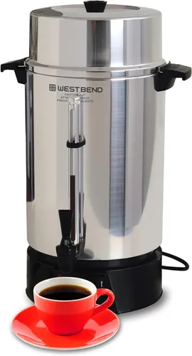 Miniatura 11 de Cafetera West Bend de aluminio altamente pulido con control automático de temperatura, preparación de una taza por minuto y fácil limpieza. Incluye