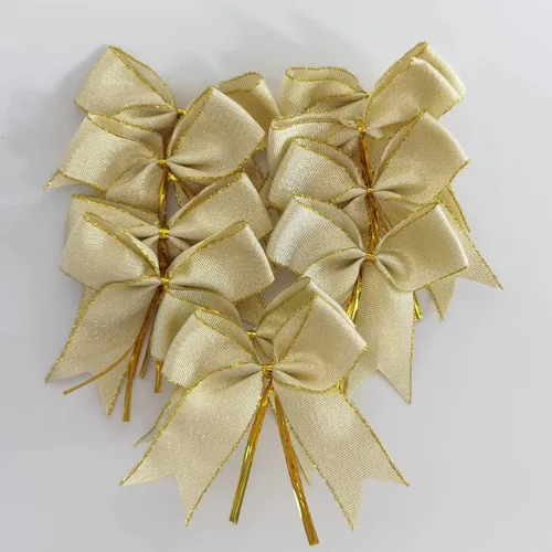 Miniatura 6 de 50 lazos de oro blanco de 3-1/2 pulgadas con lazos giratorios para envolver regalos, embalaje, decoración de Navidad (W.Gold)